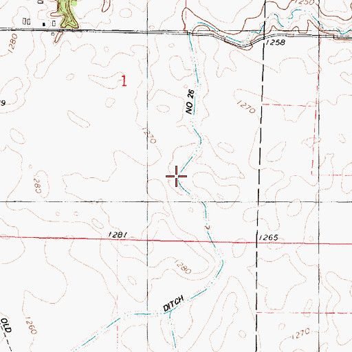Topographic Map of Ditch Number 26, IA