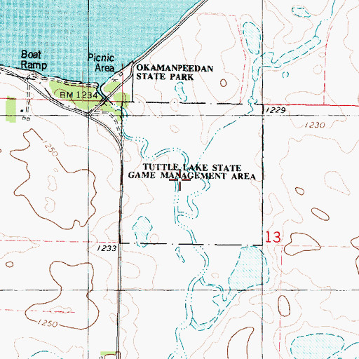 Topographic Map of Tuttle Lake State Game Management Area, IA