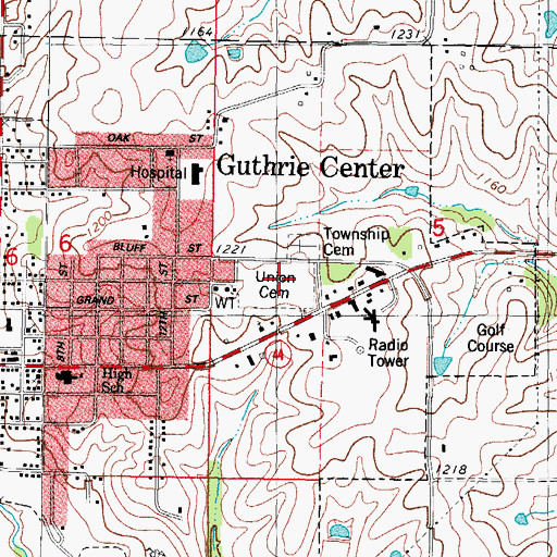 Topographic Map of Union Cemetery, IA