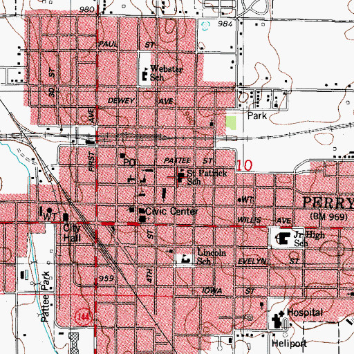 Topographic Map of Saint Patrick's Catholic School, IA