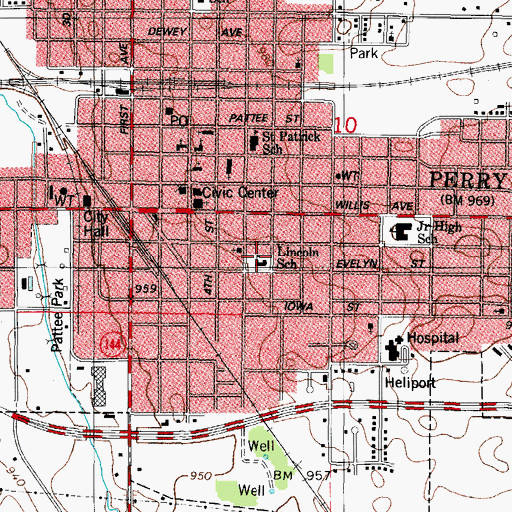 Topographic Map of Lincoln School, IA