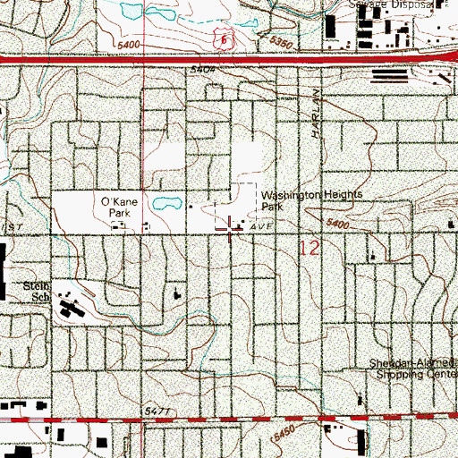 Topographic Map of Washington Heights School, CO
