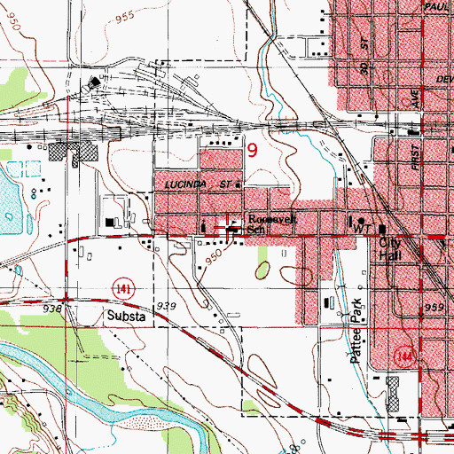 Topographic Map of Roosevelt School, IA
