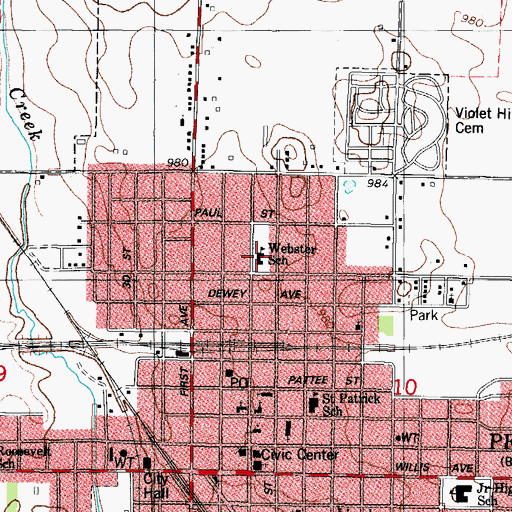 Topographic Map of Webster School, IA