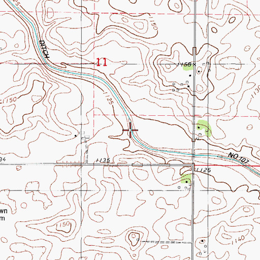 Topographic Map of Drainage Ditch Number 107, IA