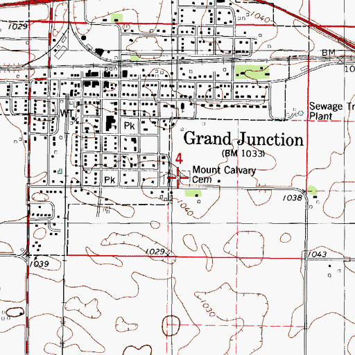 Topographic Map of Mount Calvary Cemetery, IA