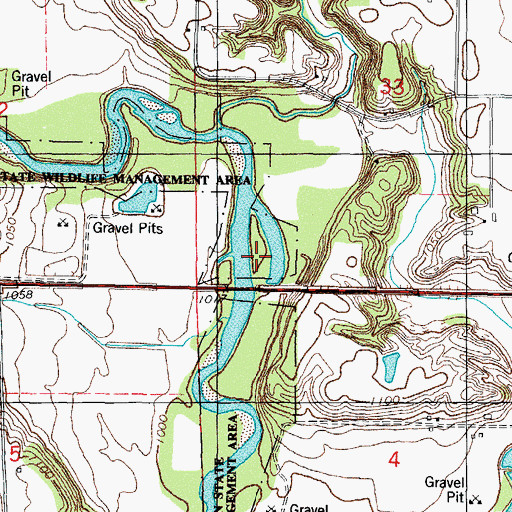 Topographic Map of McMahon State Wildlife Management Area, IA