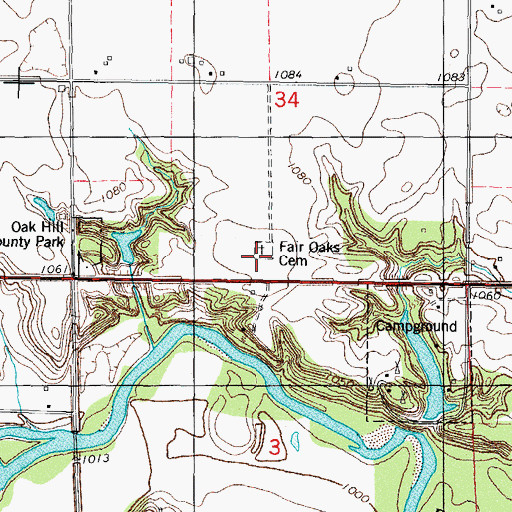 Topographic Map of Oak Hill County Park, IA