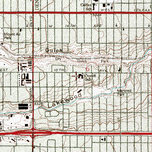 Topographic Map of Cowell Elementary School, CO
