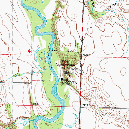 Topographic Map of Hyde County Park, IA