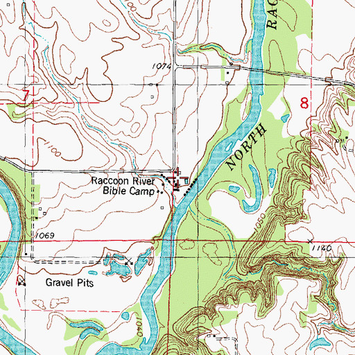 Topographic Map of Raccoon River Bible Camp, IA