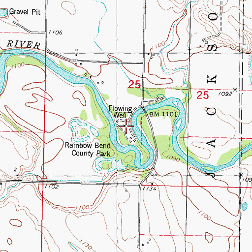 Topographic Map of Rainbow Bend County Park, IA