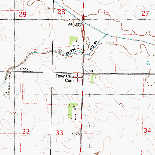 Topographic Map of Lincoln Township Cemetery, IA