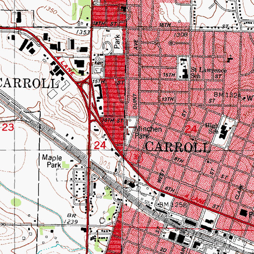 Topographic Map of Minchen Park, IA