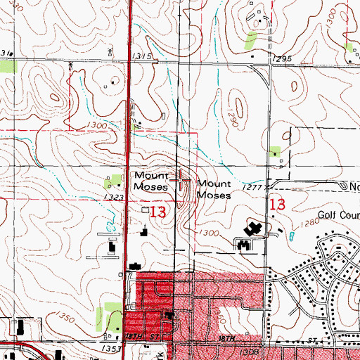 Topographic Map of Mount Moses, IA