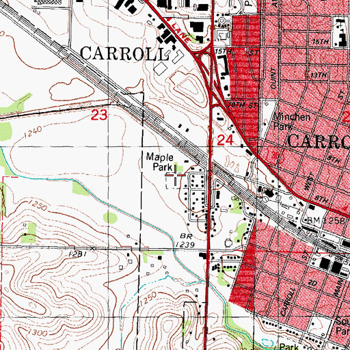 Topographic Map of Maple Park, IA