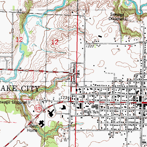 Topographic Map of Goins Memorial Park, IA