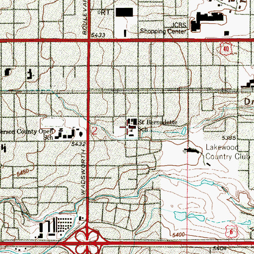 Topographic Map of Saint Bernadette Catholic School, CO