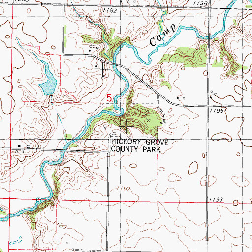 Topographic Map of Hickory Grove County Park, IA