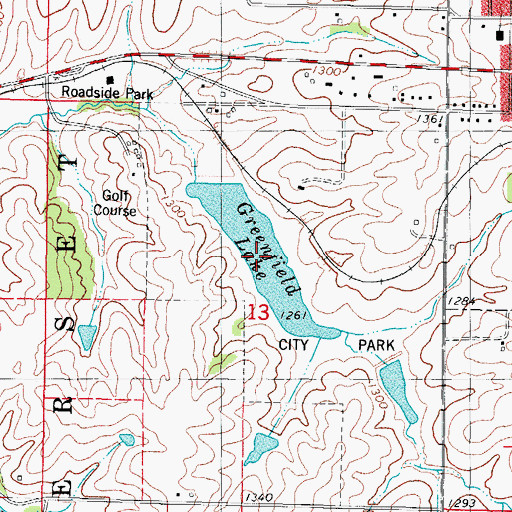 Topographic Map of Greenfield Lake, IA