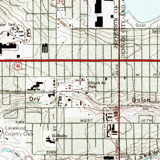 Topographic Map of Mountair Park, CO