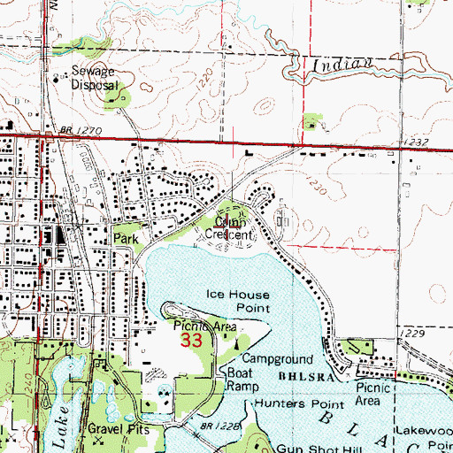 Topographic Map of Camp Crescent, IA