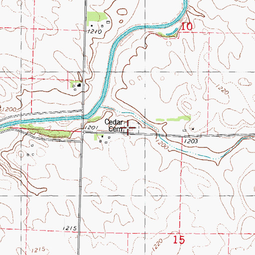 Topographic Map of Cedar Cemetery, IA