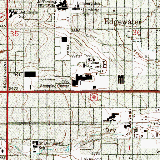 Topographic Map of J C R S Shopping Center, CO