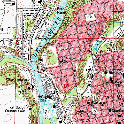 Topographic Map of Hawley School, IA