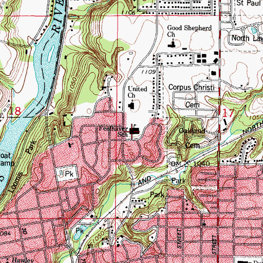 Topographic Map of Feelhaver Elementary School, IA