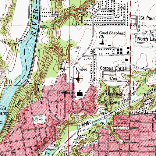 Topographic Map of United Church, IA