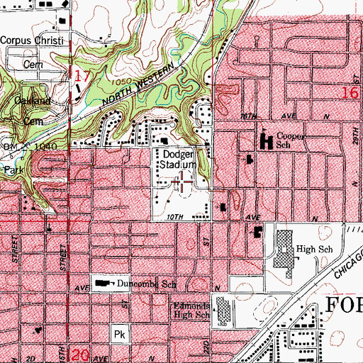 Topographic Map of Dodger Stadium, IA