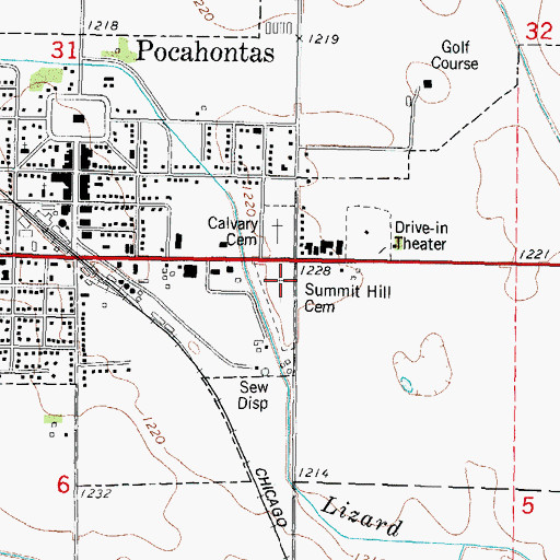 Topographic Map of Summit Hill Cemetery, IA