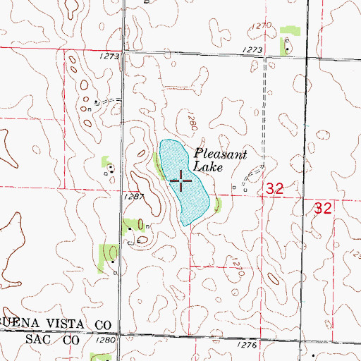 Topographic Map of Pleasant Lake, IA