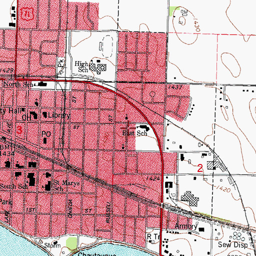Topographic Map of East Early Childhood Center, IA