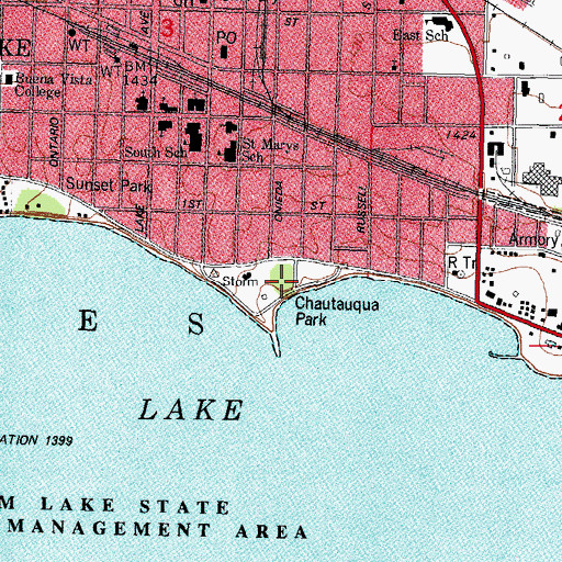 Topographic Map of Chautauqua Park, IA