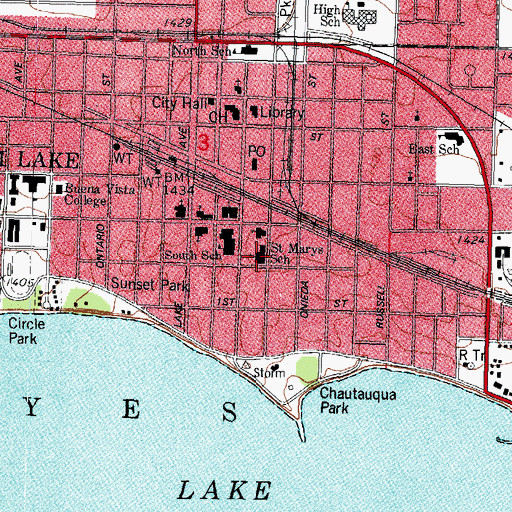 Topographic Map of Saint Mary's Catholic Schools, IA