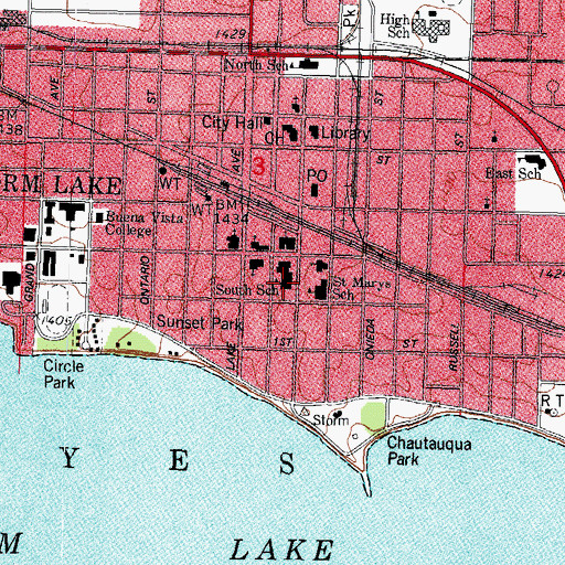 Topographic Map of South School, IA