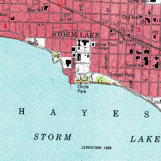 Topographic Map of Circle Park, IA