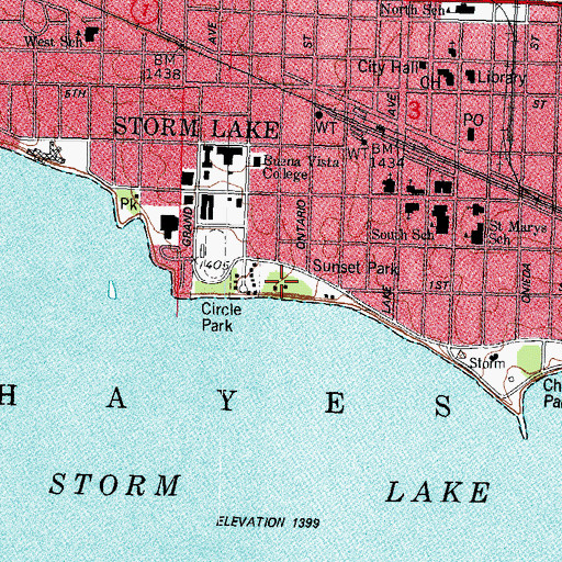 Topographic Map of Sunset Park, IA