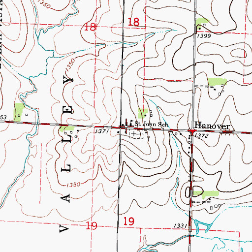 Topographic Map of Saint John School, IA