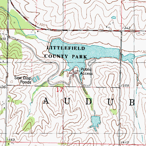 Topographic Map of Littlefield County Park, IA