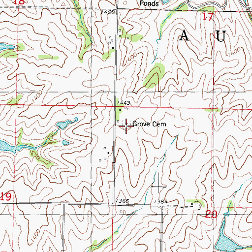 Topographic Map of Grove Cemetery, IA
