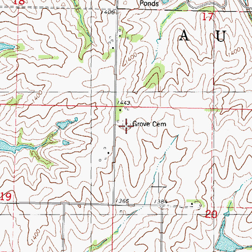 Topographic Map of Grove Cemetery, IA