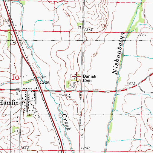 Topographic Map of Danish Cemetery, IA