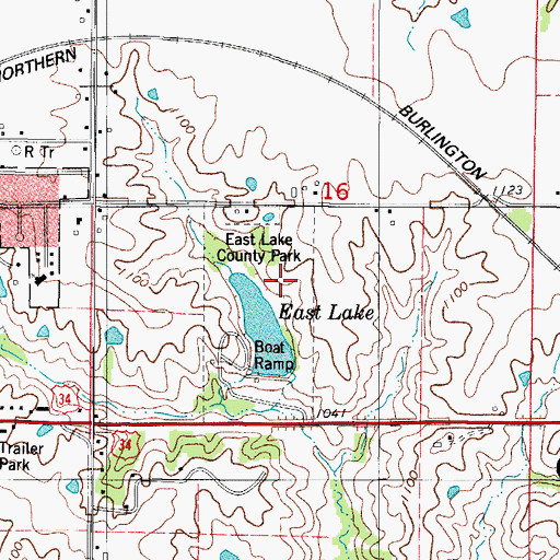Topographic Map of East Lake County Park, IA
