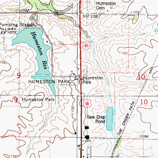 Topographic Map of Humeston Park, IA