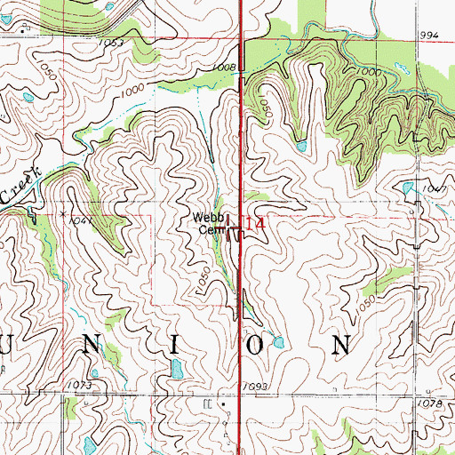 Topographic Map of Webb Cemetery, IA
