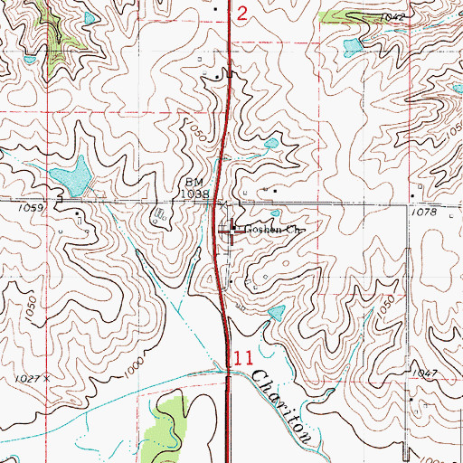 Topographic Map of Goshen Church, IA