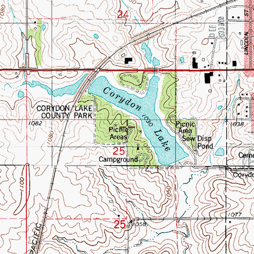Topographic Map of Corydon Lake County Park, IA
